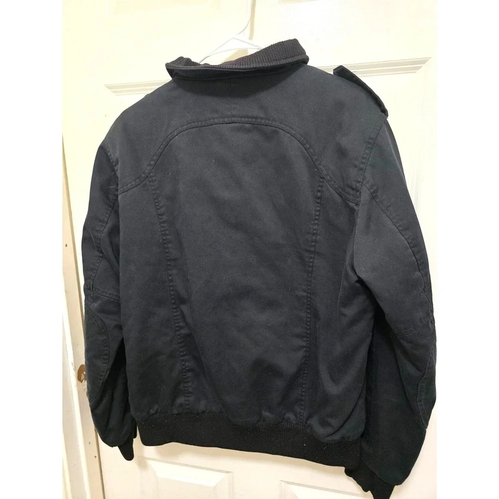 H & M Men's Black Heavy Cotton Jacket With Zipper & Button‎ Closure Size 40R